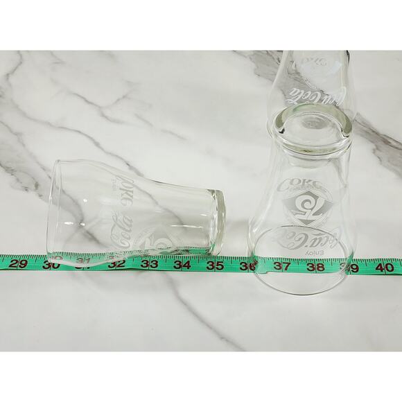 Coca Cola Coke Bell Shaped Clear Tall Glass 12oz 75th Anniversary 1977 x3 Vtg - Picture 13 of 13